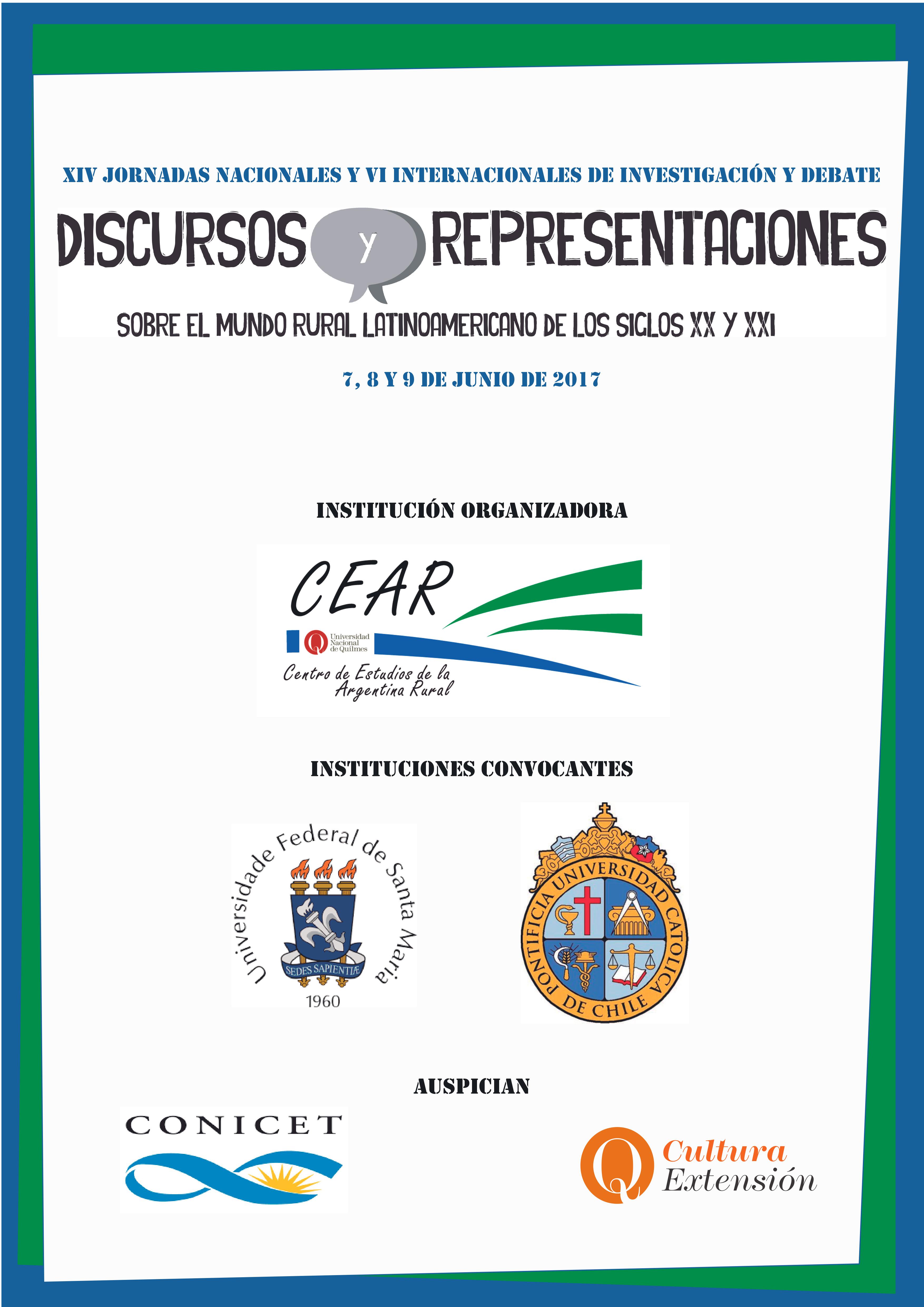 XIV Jornadas Nacionales y VI Internacionales de Investigación y Debate: "Discursos y representaciones sobre el mundo rural latinoamericano de los siglos XX y XXI"